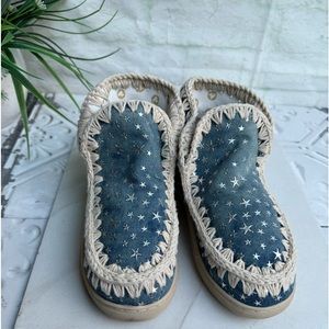MOU BOOTS DENIM WITH SILVER STARS GIRLS SIZE 34 US 3 new